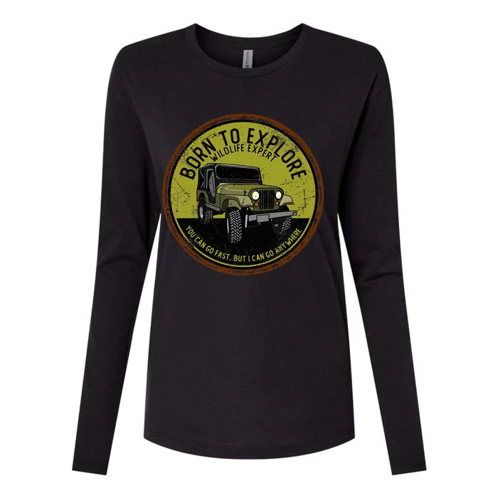 Born To Explore Off Roading Offroad 4x4 Suv Womens Cotton Relaxed Long Sleeve T-Shirt