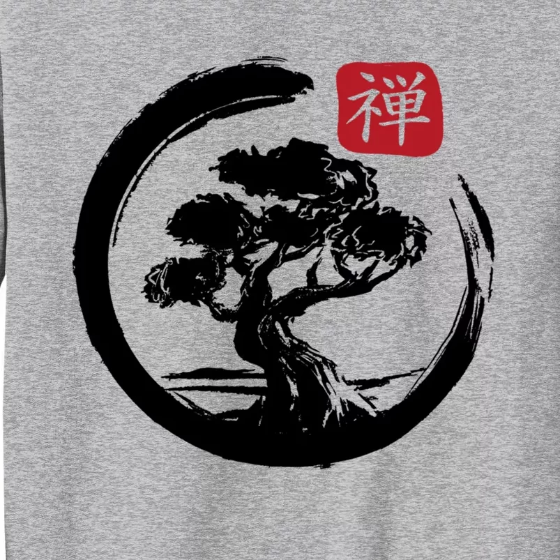 Bonsai Tree Enso Circle Japanese Zen Yoga Buddhism Aesthetic Meaningful Gift Tall Sweatshirt