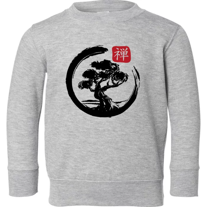 Bonsai Tree Enso Circle Japanese Zen Yoga Buddhism Aesthetic Meaningful Gift Toddler Sweatshirt