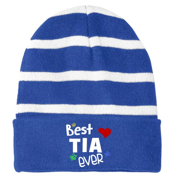 Best Tia Ever Gift Auntie Gift Striped Beanie with Solid Band