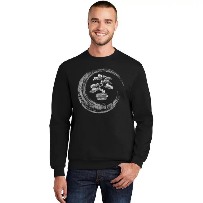 Bonsai Tree Enso Circle Vintage Zen Calligraphy Art Tall Sweatshirt