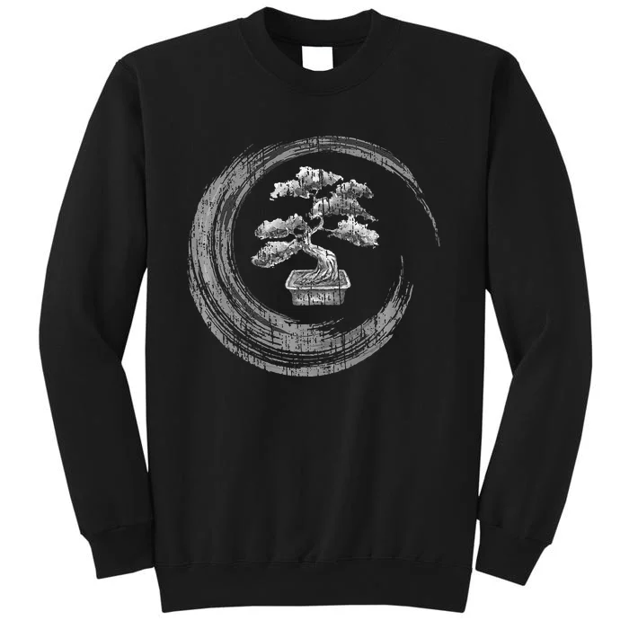 Bonsai Tree Enso Circle Vintage Zen Calligraphy Art Tall Sweatshirt