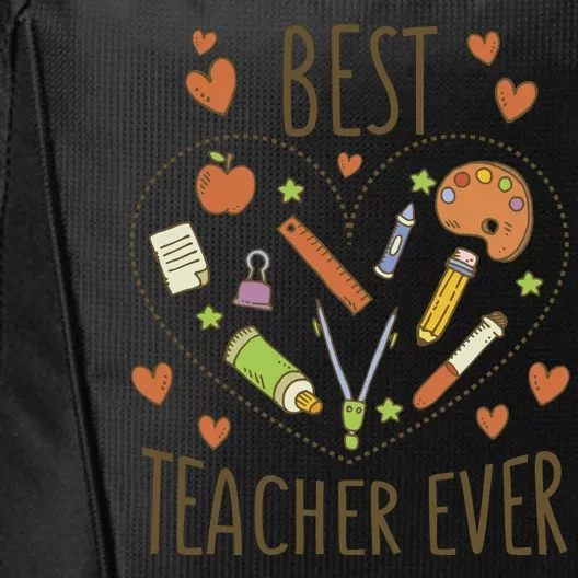 Best Teacher Ever Heart Gift City Backpack