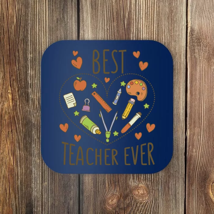 Best Teacher Ever Heart Gift Coaster