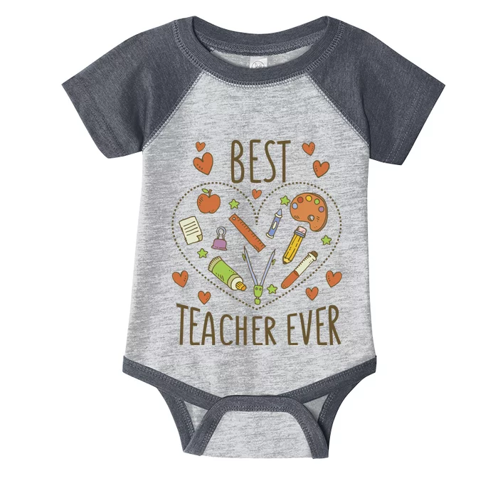 Best Teacher Ever Heart Gift Infant Baby Jersey Bodysuit