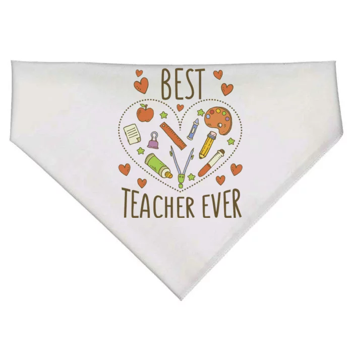 Best Teacher Ever Heart Gift USA-Made Doggie Bandana