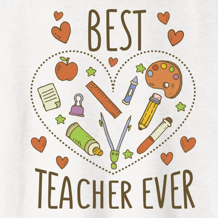 Best Teacher Ever Heart Gift Women's Crop Top Tee