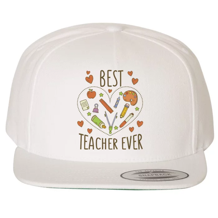 Best Teacher Ever Heart Gift Wool Snapback Cap