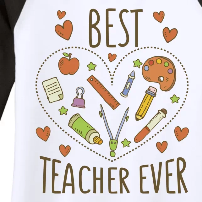 Best Teacher Ever Heart Gift Women's Tri-Blend 3/4-Sleeve Raglan Shirt