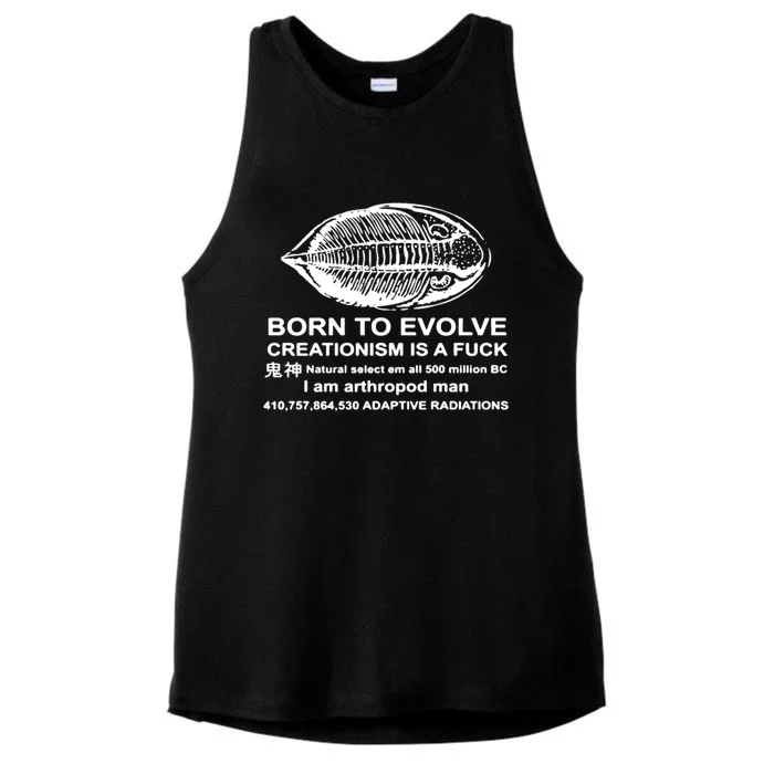 Born To Evolve Creationism Is A Fuck Adult Humor Ladies Tri-Blend Wicking Tank