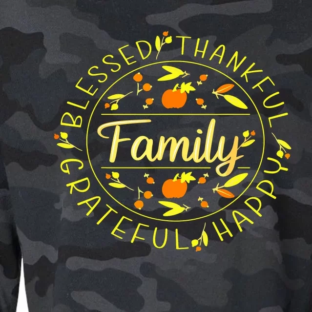 Blessed Thankful Family Thanksgiving Cropped Pullover Crew