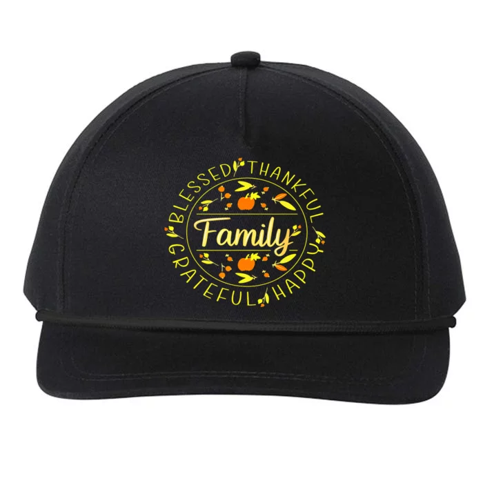 Blessed Thankful Family Thanksgiving Snapback Five-Panel Rope Hat