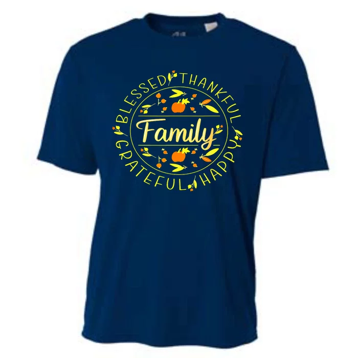 Blessed Thankful Family Thanksgiving Cooling Performance Crew T-Shirt