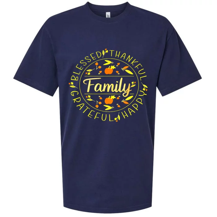 Blessed Thankful Family Thanksgiving Sueded Cloud Jersey T-Shirt