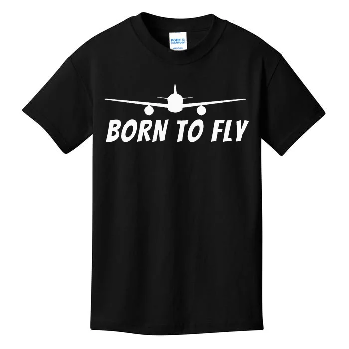 Born To Fly Funny Pilot & Aviation Airplane Gift Kids T-Shirt