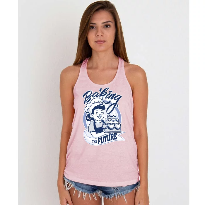 Baking The Future Retro Cartoon Women's Knotted Racerback Tank