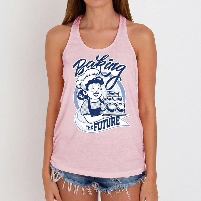 Baking The Future Retro Cartoon Women's Knotted Racerback Tank