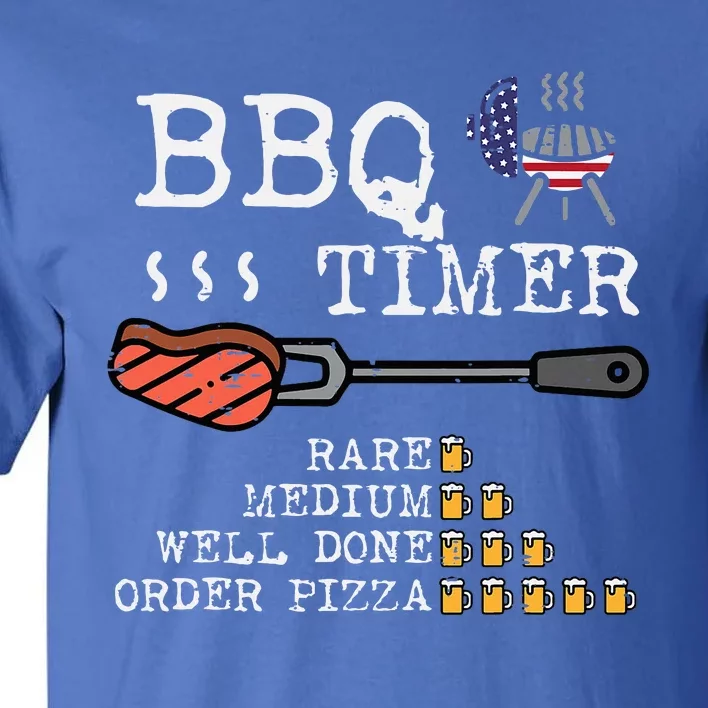 Bbq Timer Flag Funny Barbecue Grill Dad Grandpa Tall T-Shirt