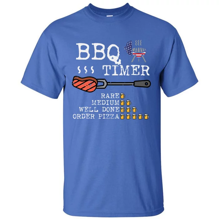 Bbq Timer Flag Funny Barbecue Grill Dad Grandpa Tall T-Shirt