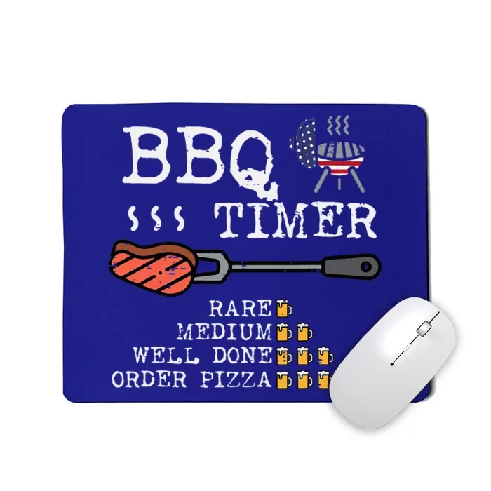 Bbq Timer Flag Funny Barbecue Grill Dad Grandpa Mousepad