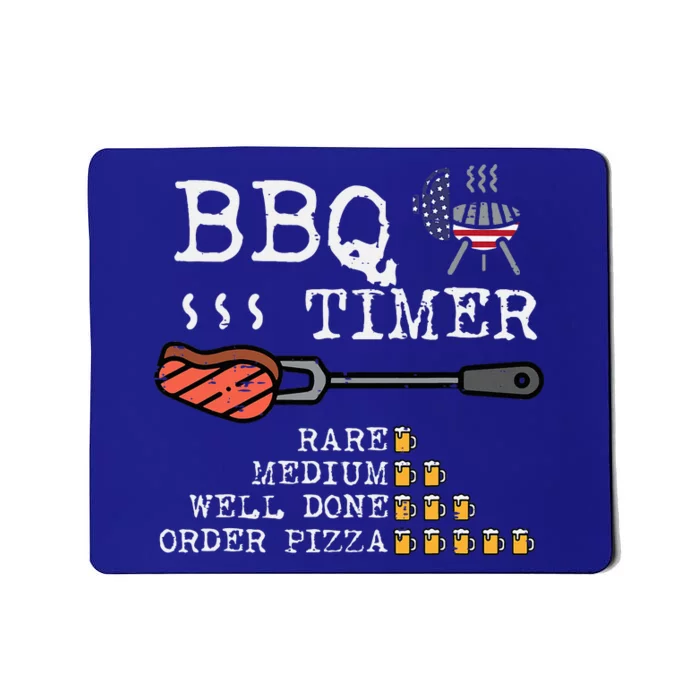 Bbq Timer Flag Funny Barbecue Grill Dad Grandpa Mousepad