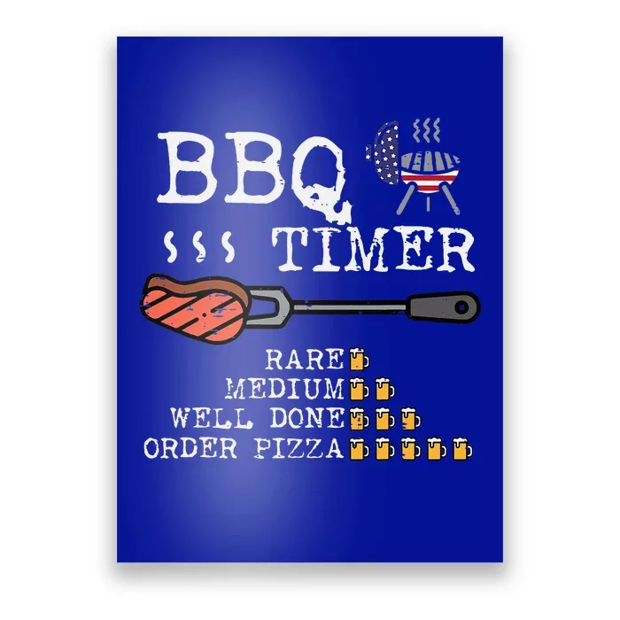 Bbq Timer Flag Funny Barbecue Grill Dad Grandpa Poster