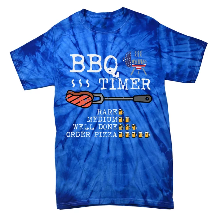 Bbq Timer Flag Funny Barbecue Grill Dad Grandpa Tie-Dye T-Shirt