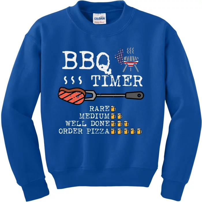 Bbq Timer Flag Funny Barbecue Grill Dad Grandpa Kids Sweatshirt