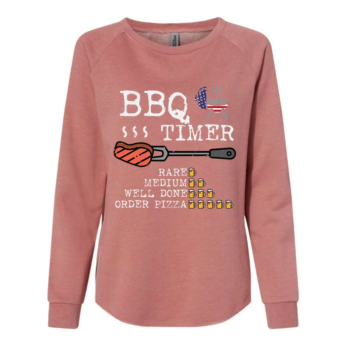 Bbq Timer Flag Funny Barbecue Grill Dad Grandpa Womens California Wash Sweatshirt