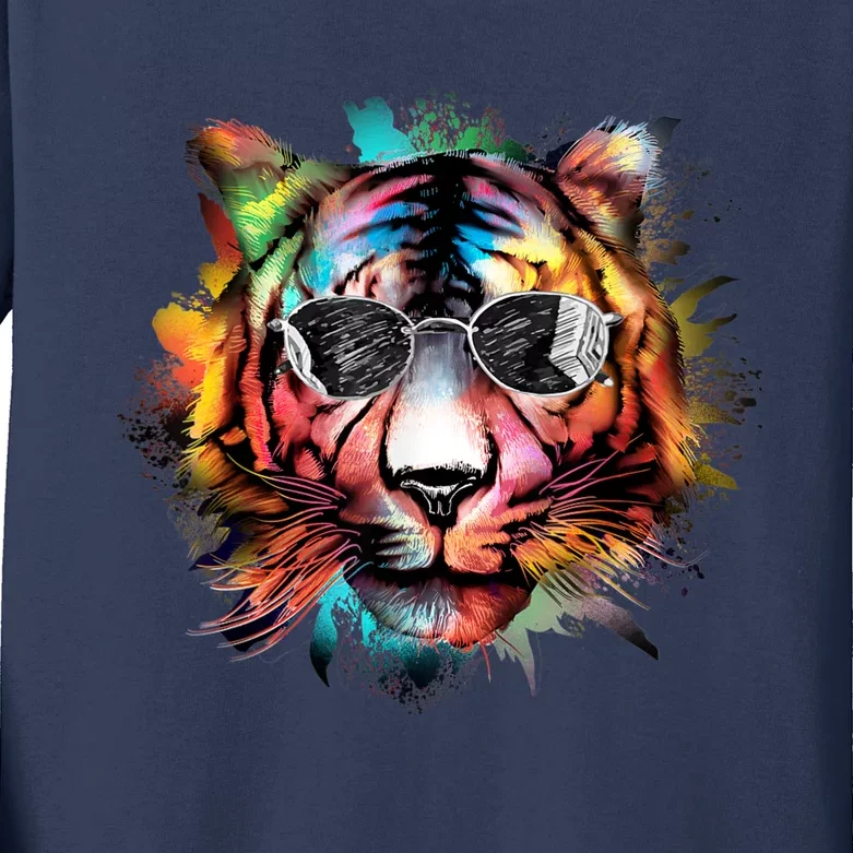 Bengal Tiger Face Paint Tiger Head Animal Bengal Tiger Lover Kids Long Sleeve Shirt