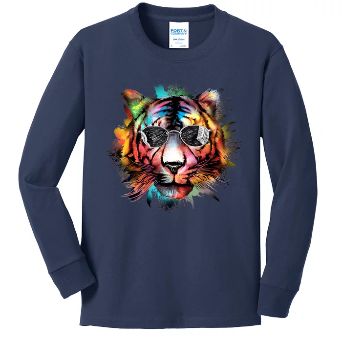 Bengal Tiger Face Paint Tiger Head Animal Bengal Tiger Lover Kids Long Sleeve Shirt