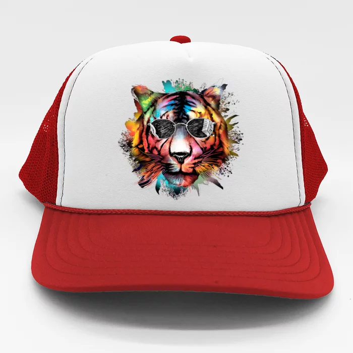 Bengal Tiger Face Paint Tiger Head Animal Bengal Tiger Lover Flat Bill Trucker Hat