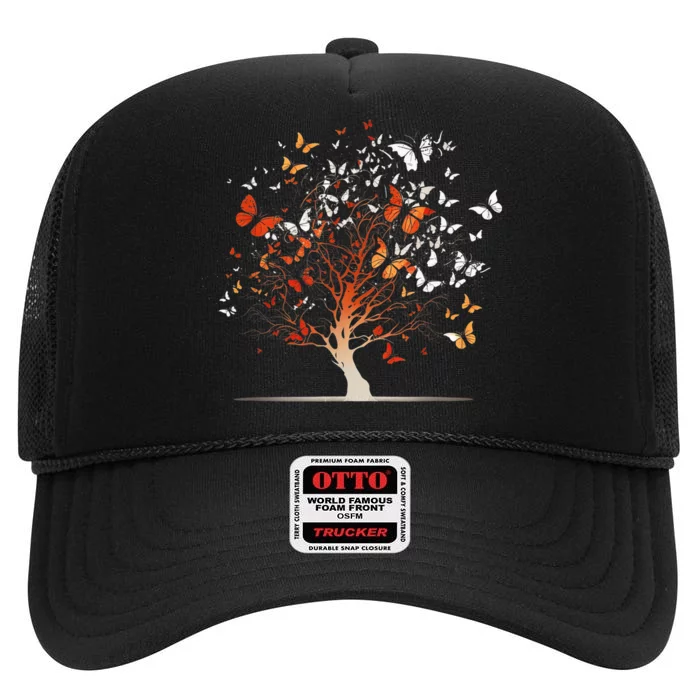 Butterfly Tree Funny Butterfly High Crown Mesh Trucker Hat