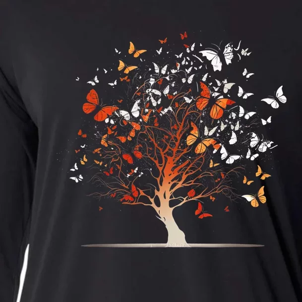 Butterfly Tree Funny Butterfly Cooling Performance Long Sleeve Crew