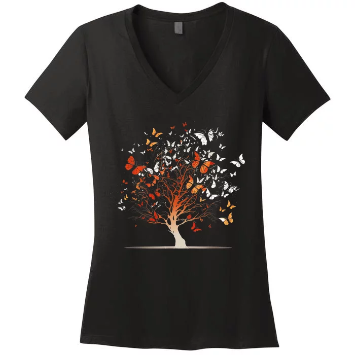 Butterfly Tree Funny Butterfly Women's V-Neck T-Shirt