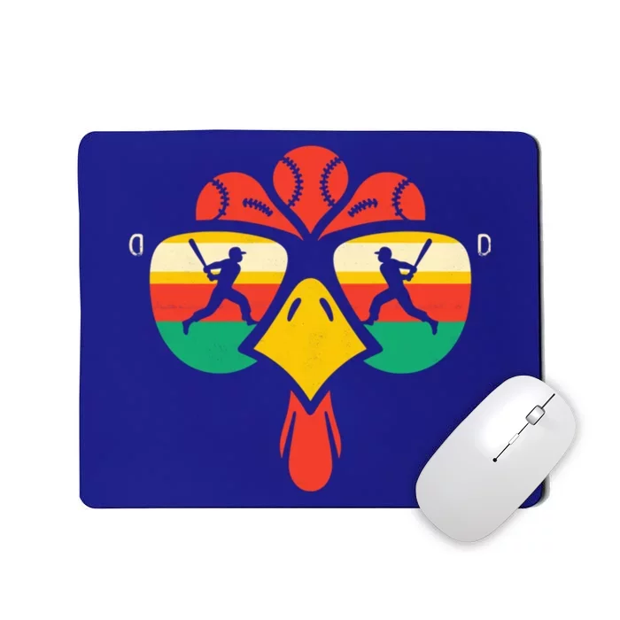 Baseball Turkey Face Sunglasses Thanksgiving Gift Mousepad