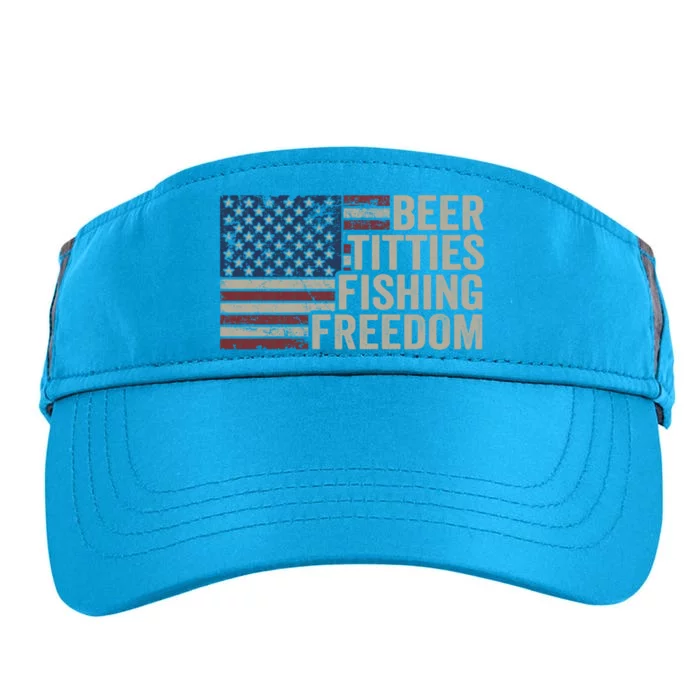 Beer Titties Fishing Freedom Funny Ing Usa Flag Gift Adult Drive Performance Visor