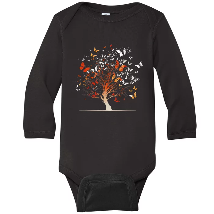 Butterfly Tree Funny Butterfly Baby Long Sleeve Bodysuit