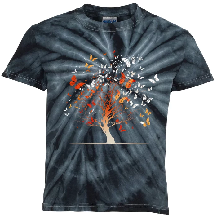 Butterfly Tree Funny Butterfly Kids Tie-Dye T-Shirt