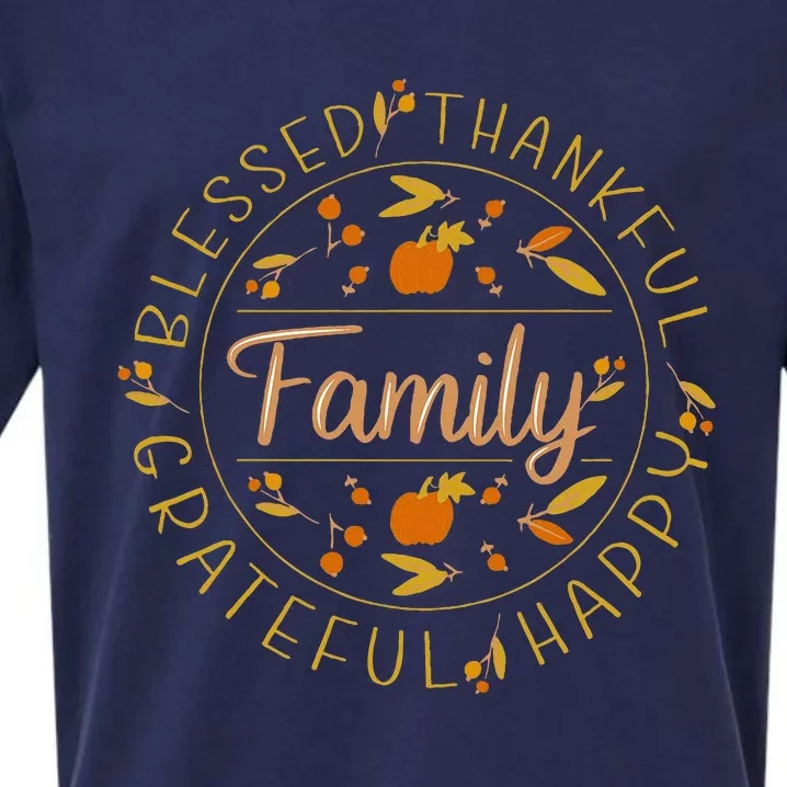 Blessed Thankful Family Thanksgiving Sueded Cloud Jersey T-Shirt