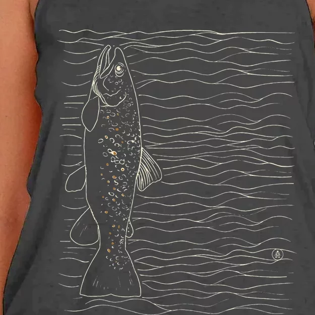 Brown Trout Fly Fishing Dry Fisherman Women's Knotted Racerback Tank