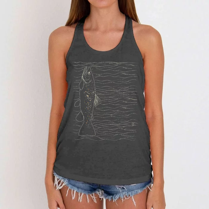 Brown Trout Fly Fishing Dry Fisherman Women's Knotted Racerback Tank