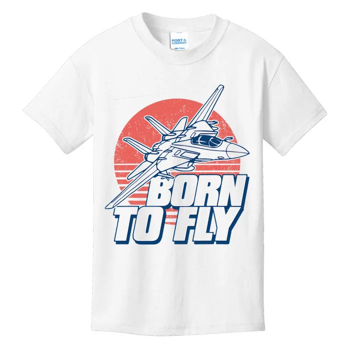 Born To Fly Fighter Jet Plane Airplane Kids T-Shirt