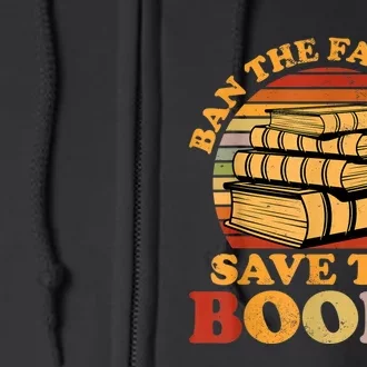 Ban The Fascists Save The Books Funny Book Lover Worm Nerd Full Zip Hoodie