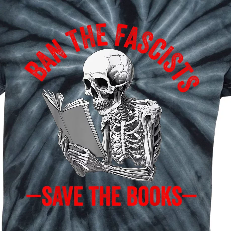 Ban The Fascists Save The Books Funny Book Lover Worm Nerd Kids Tie-Dye T-Shirt