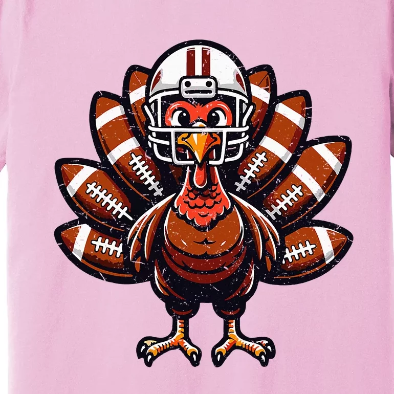 Baby Turkey Football Player Thanksgiving Premium T-Shirt