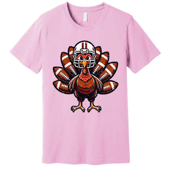 Baby Turkey Football Player Thanksgiving Premium T-Shirt