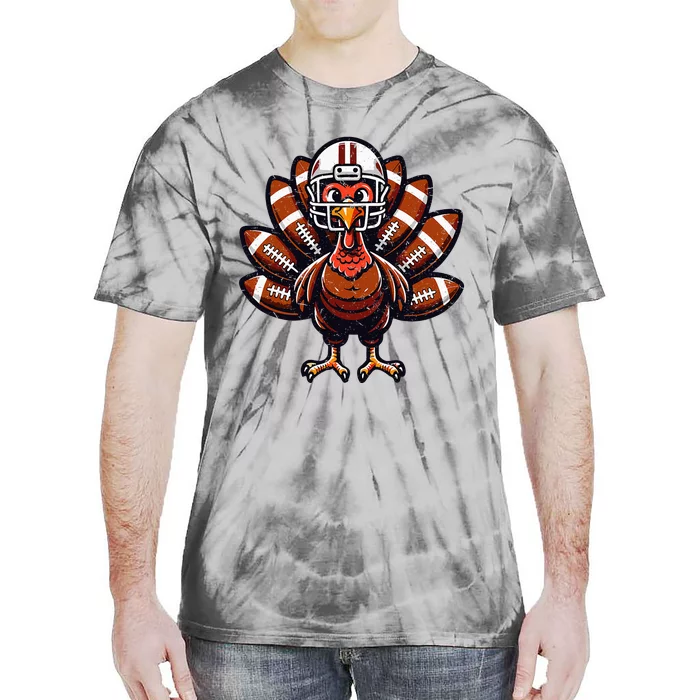 Baby Turkey Football Player Thanksgiving Tie-Dye T-Shirt