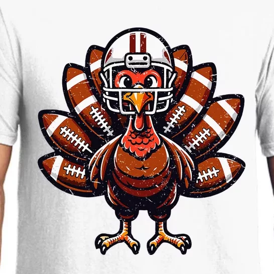 Baby Turkey Football Player Thanksgiving Pajama Set