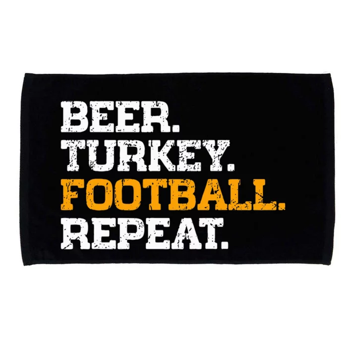 Beer Turkey Football Repeat Funny Thanksgiving Meme Microfiber Hand Towel